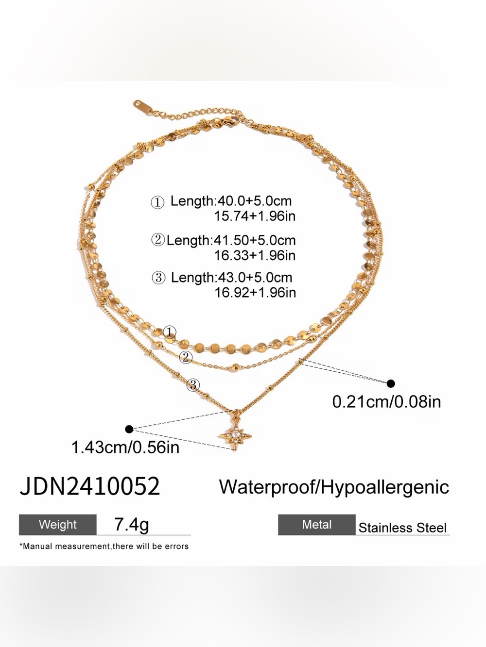 18K Gold Plated Layered Star Pendant Necklace - Picture 7 of 8